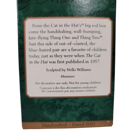 Hallmark Thing One & Two, The Cat in the Hat. Set of 3 Mini Ornaments Dr. Seuss - Picture 3 of 3